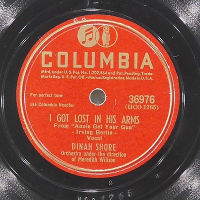 DINAH SHORE Doin What Comes Naturally / Got Lost In His Arms COLUMBIA 36976 VG