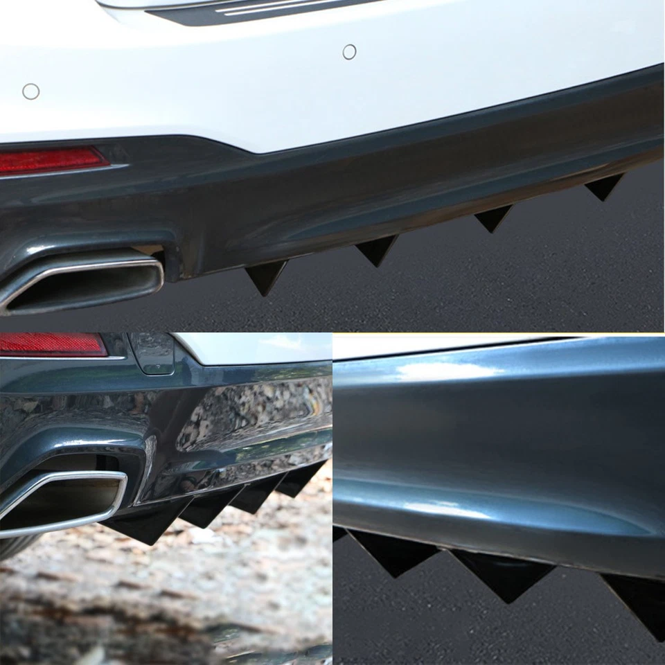 Universal 4x Car Rear Shark Fins Lower Bumper Diffuser Splitter Lip Carbon Fiber Foto 2 de 4