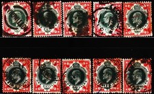 GB BRITAIN KED 1SH OLD RARE VINTAGE POSTAGE 20 USED STAMPS SCOTT C.V. $ 400 #01
