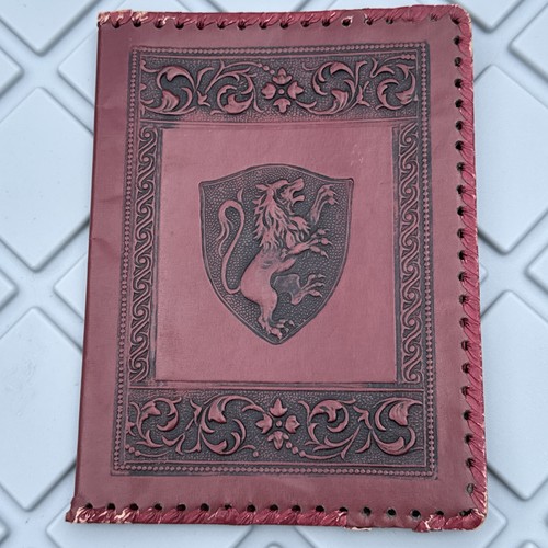 Vintage Tooled Leather Heraldric Lion Embossed Book or Notebook Cover
