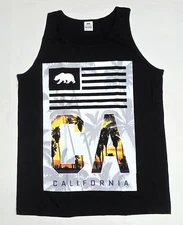 California Republic Tank Top T-shirt Cali Bear Flag Vest Men's LARGE Black New
