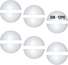 Styrofoam Half Balls 3 Inch,12Pc Large White Half Foam Balls for Crafts, DIY Cra