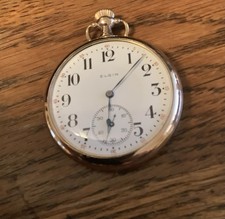 1909 12s 17j Gold Filled Double Roller Elgin Overhauled Pocketwatch