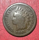 1864L US Indian Head Cent! Pointed Bust! Good! "L" Shows but worn! Old Coin!