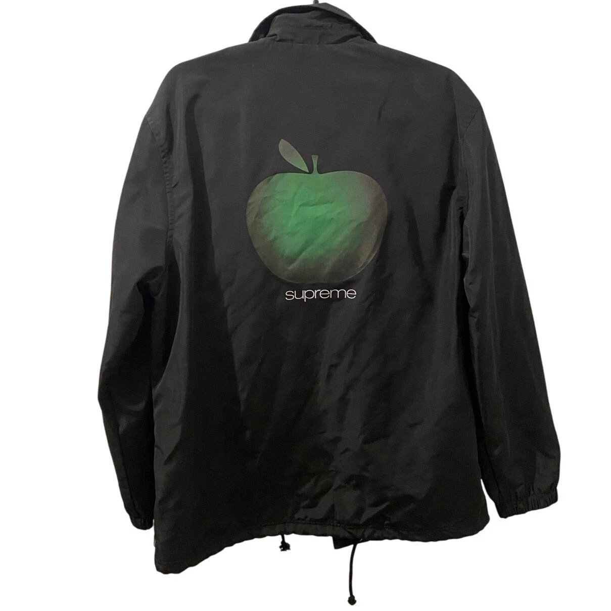 Supreme Big Apple Black Coaches Windbreaker Snap Button Coat Jacket Size Large - product detail image 2