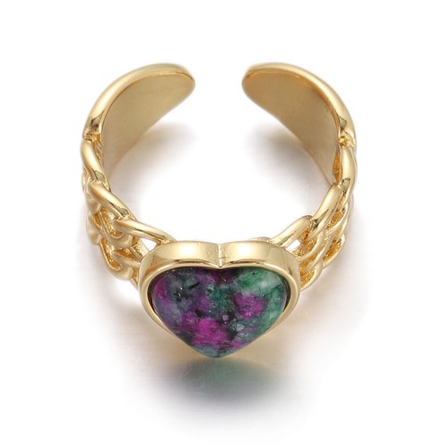 Love Heart Shape 18K Gold Plated Finger Ring Colourful Enamel Coated Zircon Ring - Picture 49 of 78