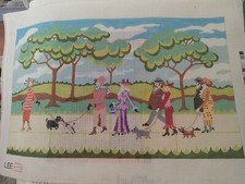 Dog Walkers Hand-Painted Needlepoint Canvas by Lee