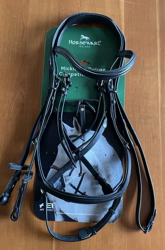 Rambo Micklem 2 Deluxe Competition Bridle & Rubber Grip Reins - LARGE HORSE -BLK