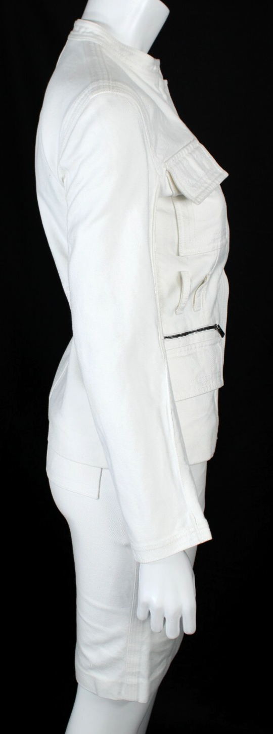 Set completo giacca e gonna YVES SAINT LAURENT bianco cotone denim zip tasca 40