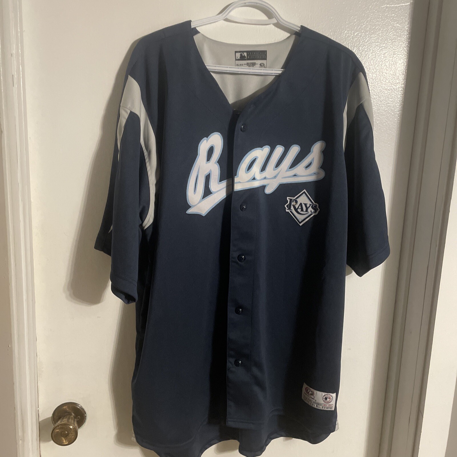 Tampa Bay Rays MLB Baseball Jersey Button Down True Fan Navy Blue Sz XL