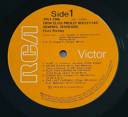 ELVIS PRESLEY From Elvis Presley Boulevard Vinyl Record LP 1976 Australia ORANGE - Picture 4 of 6