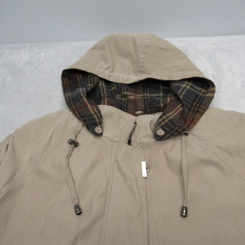 Liz Claiborne Wool Blend Coat Womens 2X Beige Suede Hooded Blanket Lined Rain - Picture 10 of 18