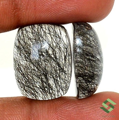 20x15 mm Natural Rutile Quartz Cushion Shape Cabochon Pair 42.45 CTS Loose Gems - Picture 5 of 8