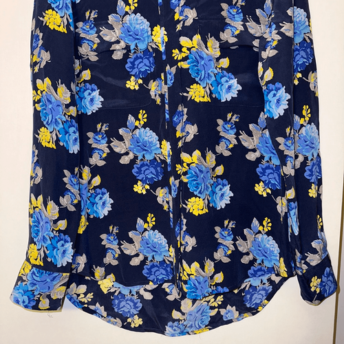 Equipment Femme Women’s Lynn Blue Floral Silk Blouse Size Small EUC - Picture 2 of 13
