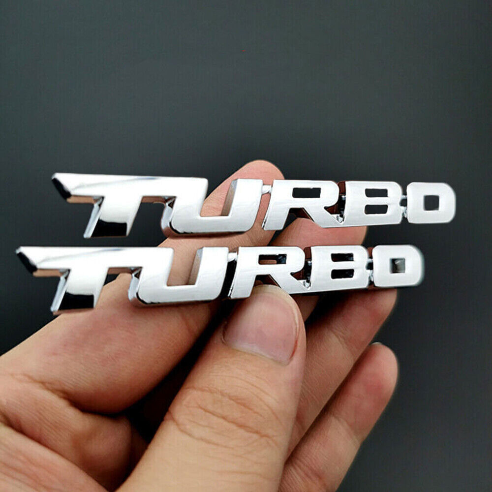 2PCS 3D TURBO Chrome Logo Metal Car Badge Emblem Decal Sticker Trim Accessories