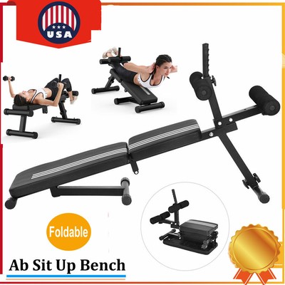Folding Adjustable Ab Sit Up Bench Decline Home Gym Crunch Fitness