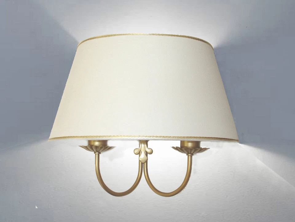 PAOLO ROSSI Applique lampada da muro parete doppia a due luci in metallo con ventola cono