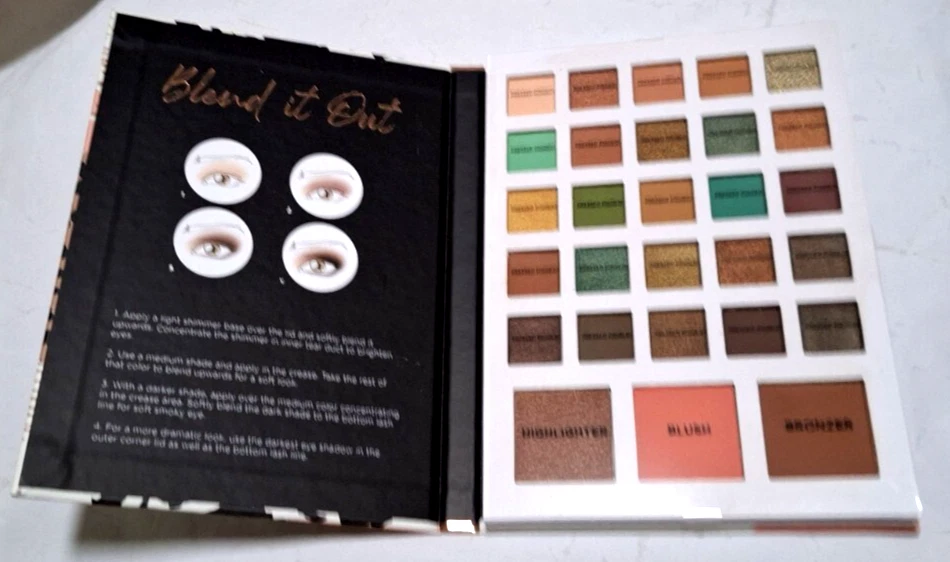 Profusion Beauty Book Eye & Face Set – 25 Shadows with Highlighter & Brush – NIB - Image 2 of 4