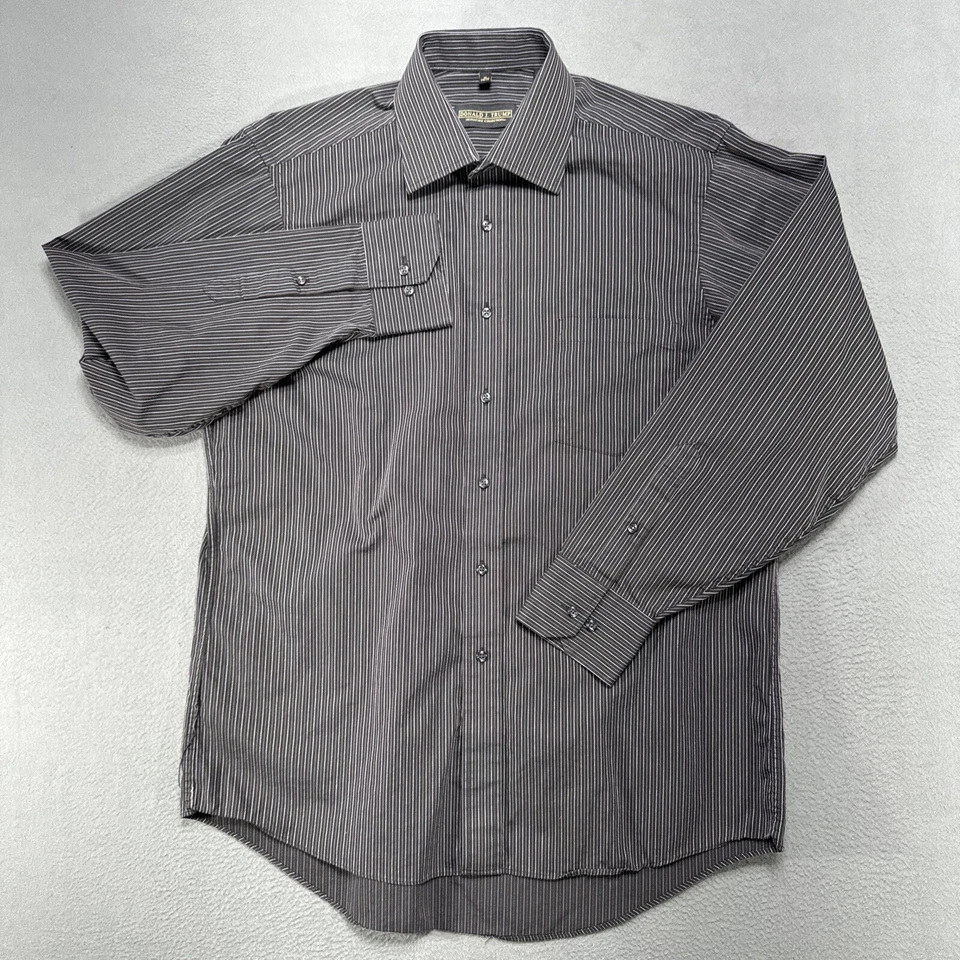 Donald J Trump Shirt Mens 16 34/35 Brown Striped Signature Collection Button Up - Image 2 of 4