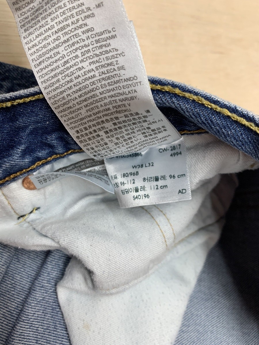 LEVIS 501 Jeans Mens Sz W38 L32 Regular Fit Straight Button