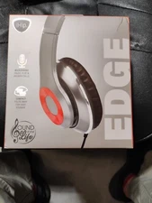 iHIP Edge Headphones with In-Line Mic (Silver/Red) Foldable brand new in a box