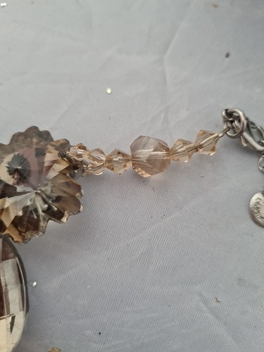 BUTLER AND WILSON FOILED FACETED SMOKY GLASS FLOWER & OVAL SHAPED NECKLACE - Picture 6 of 16
