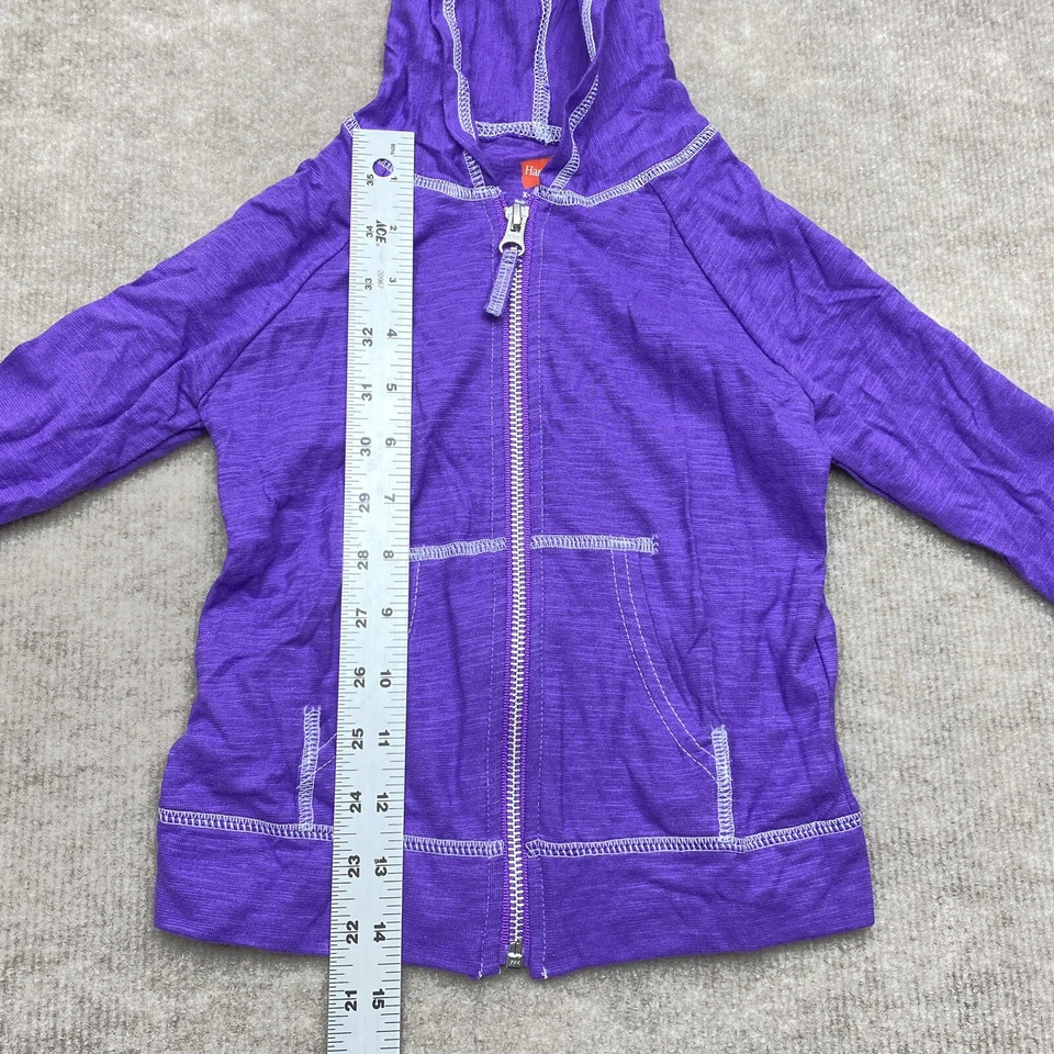 Hanes Little Girls' Slub Jersey Full Zip Jacket, Purple Crush Size X Small - Image 4 of 4
