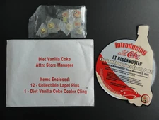 COKE = BLOCKBUSTER VIDEO DIET VANILLA COKE 2002 LAUNCH PROMO ADVERTIZING + PIN