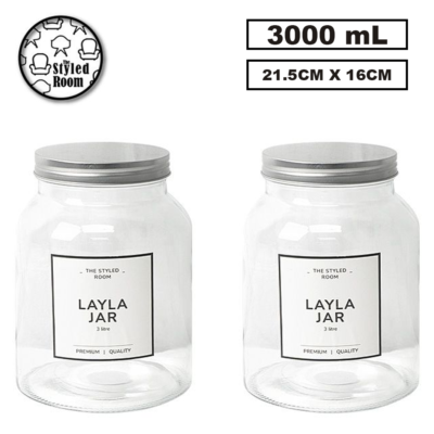 6x 3L Glass Cookie Jars Kitchen Food Candy Spice Biscuit Storage