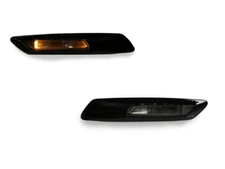 Smoke Piano GLOSSY Black Fender Side Marker Light For 2011-2016 BMW F10 5 Series