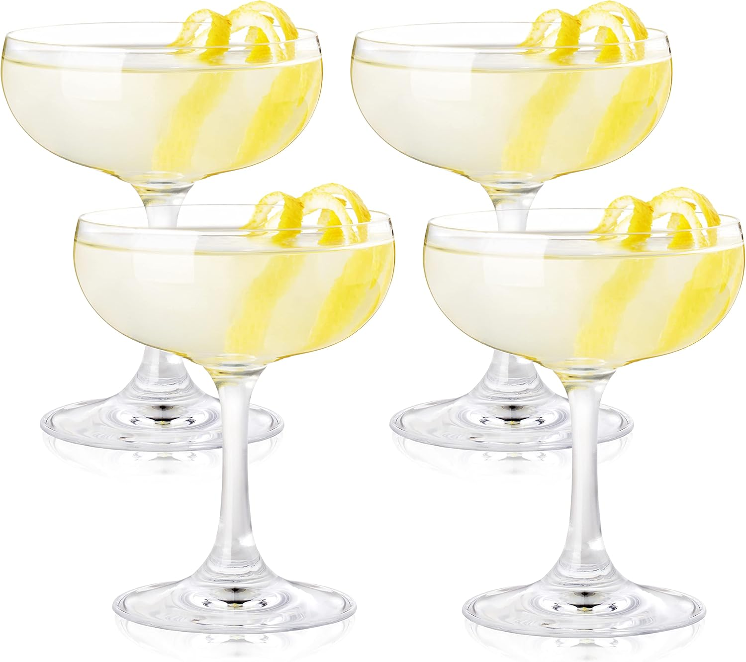 Elegant Coupe Glass Set for Margaritas Martinis and Cocktails