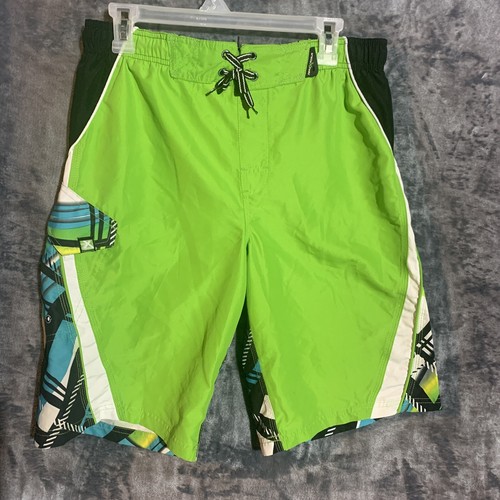 Short de bain Garçon 38 cm imprimé orange/vert