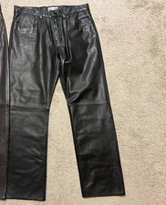 GAP #132 Black Leather Pants  34x33 Rock Star  Styled after 50's Iconic jeans