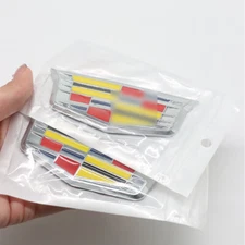 3.45'' For Escalade CTS STS DTS SRX Emblem Badges Fender Stickers Chrome Color