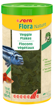 Sera Flora Nature Veggie Flakes 210g Floating Fish Food for Surface eating Fish - Picture 1 of 1