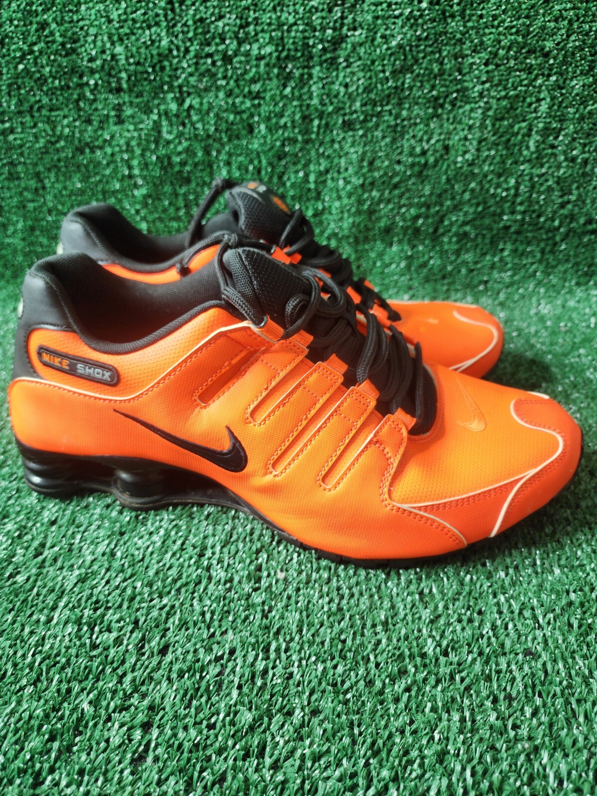 2014 Men's Nike Shox NZ Leather Running Shoes Crimson Orange Black Size