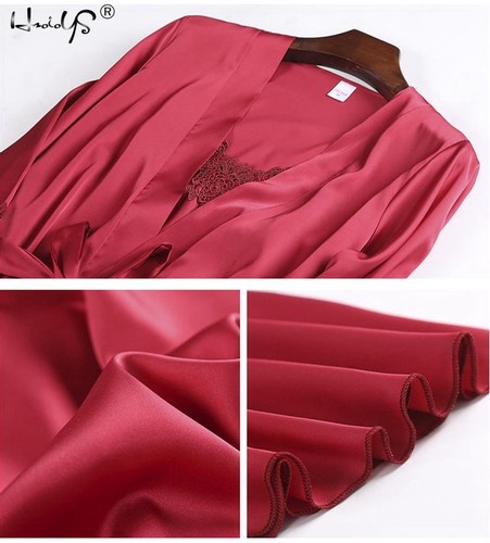 Pijama de mujer 5 piezas satinado ropa de dormir pijama seda ropa para el hogar bordado dormir pijama - Imagen 15 de 33