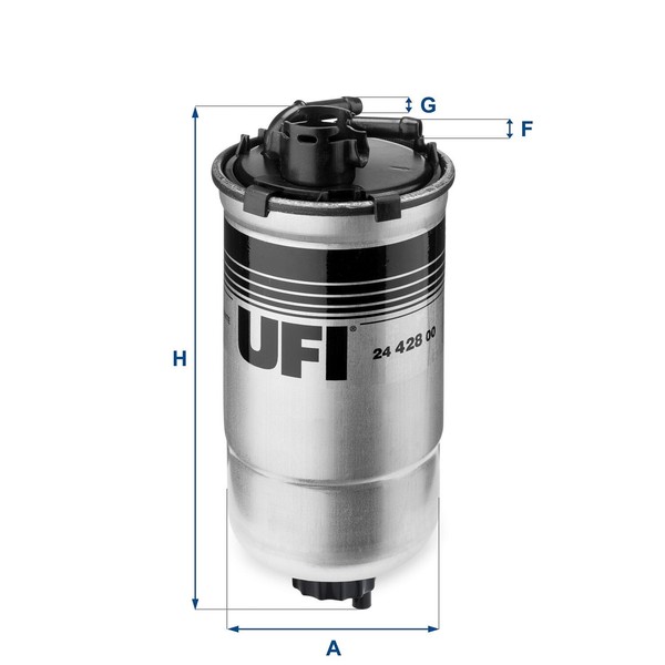 UFI Dieselfilter Filtereinsatz 24.428.00 BenzindüSe 202 Mm HöHe-image