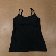 Hanes Womens Size Small Black Adjustable Strap Built In Bra Cotton Cami Tank Top