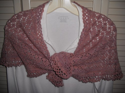 DAMEN TUCH HALSTUCH HANDGESTRICKT SPITZE SEIDE UND WOLLE ANTIK ROSE BUNT - Bild 3 von 7