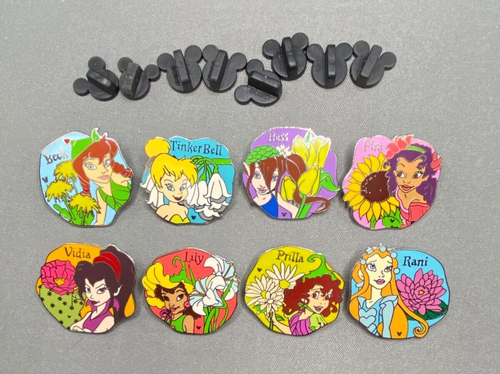 2007 Disney Hidden Mickey 8 pin TINKER BELL & FRIENDS FLOWER SET