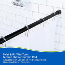 42 In. - 72 In. Steel Twist  Fit No Tools Tension Shower Curtain Rod in Black