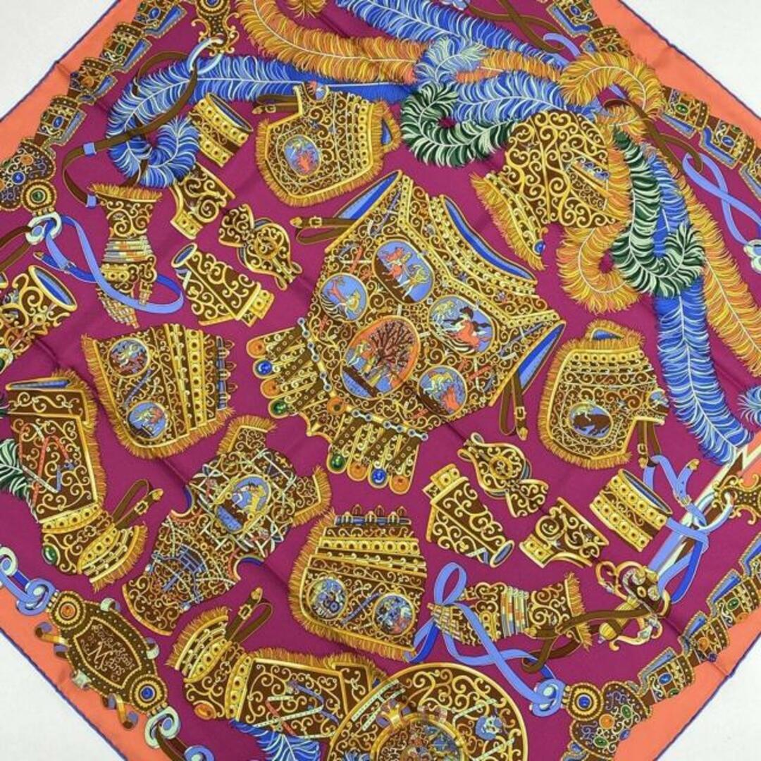 HERMES Carre 90 Purple Sous l'Egide de Mars Scarf Silk 100
