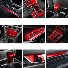 Sporty Red Gear Shift Panel Door Handle Bowl Cover Trim For Honda Accord 18-2022