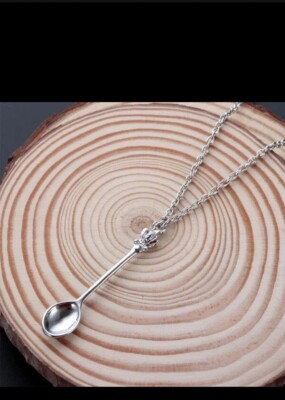 USA Small Miniature Spoon Necklace with silver chain for jewelry