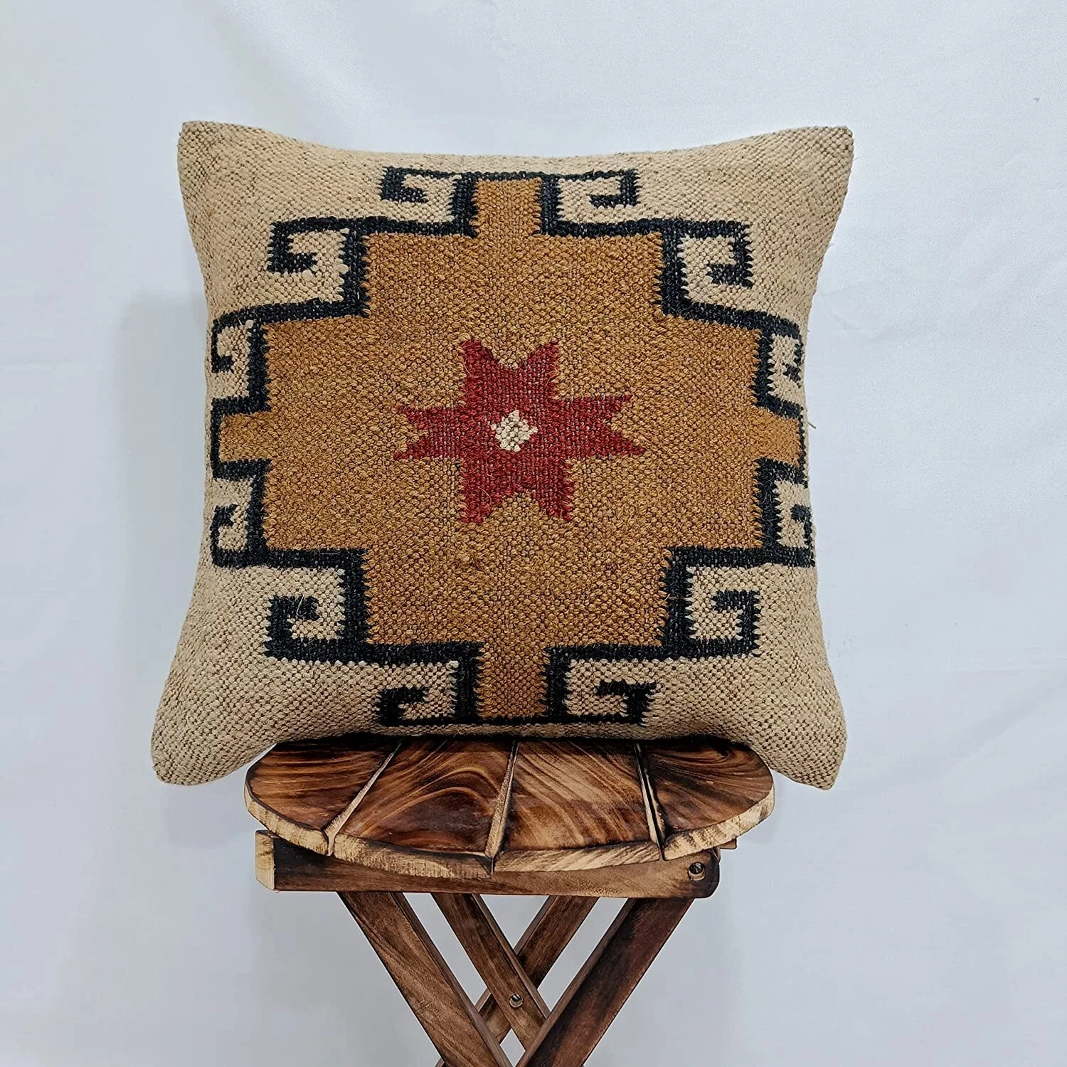 Indian Handmade 18X18 in Vintage Cushions Kilim Pillow Jute Cushion Cover Throw