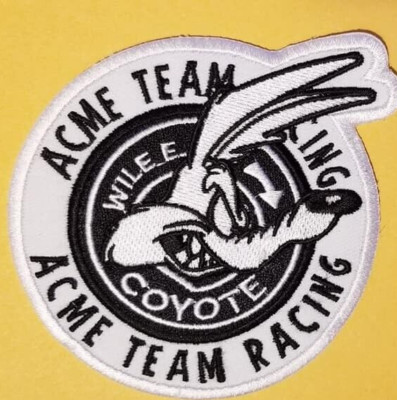 Wile E. Coyote Acme Team Racing Embroidered Cartoon Patch approx 3.25 ...