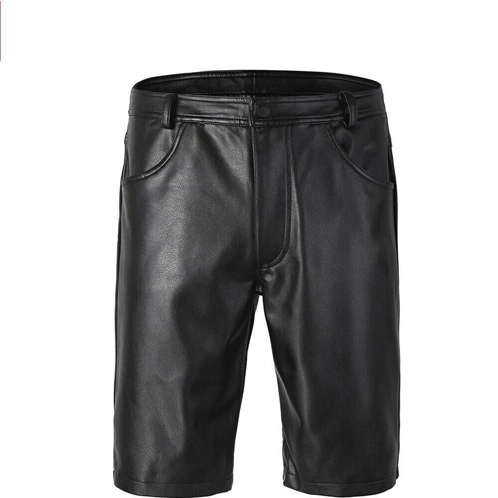 Men's Black Leather Shorts Pant 100% Real Sheepskin Causal Wear Short Pant