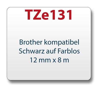 1x Farbband/Schriftbandkassette komp. zu Brother TZe131 schwarz/farblos 12 mm x 