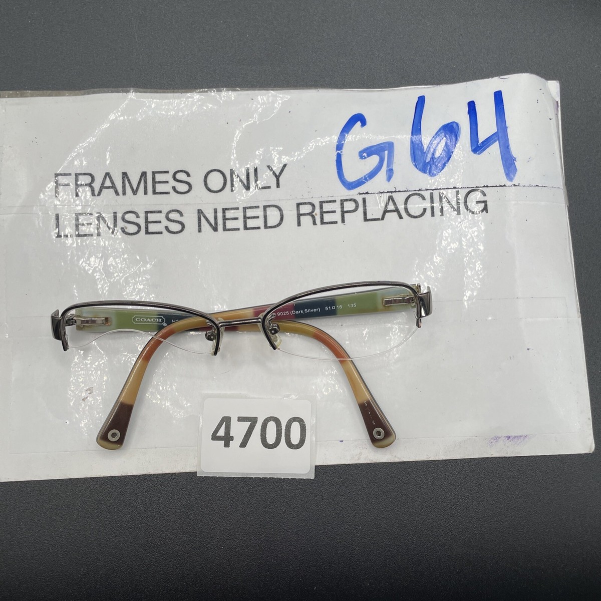 Coach HC 5004 Bettie 9025 Dark Silver 51[]16 135 Eyeglasses Frames G64